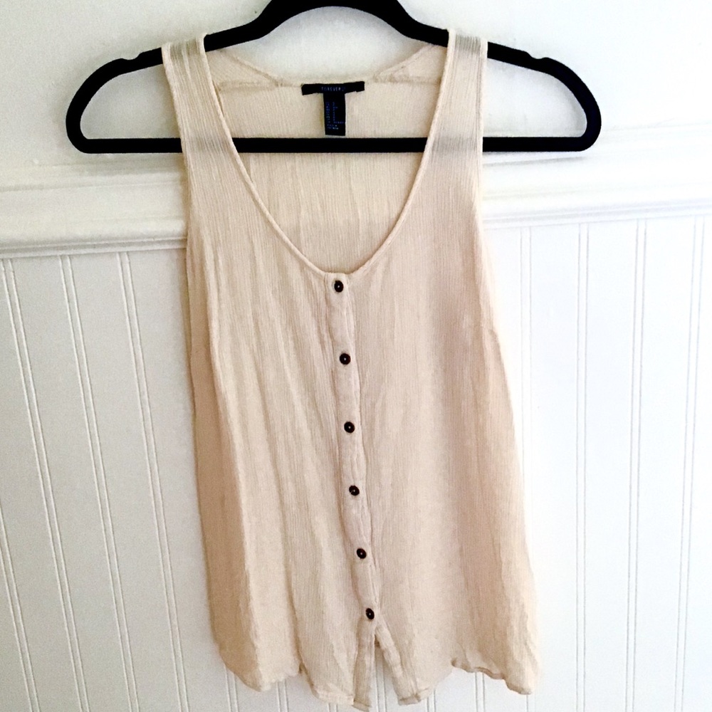 XXI Peachy Cream Button Down Tank Top